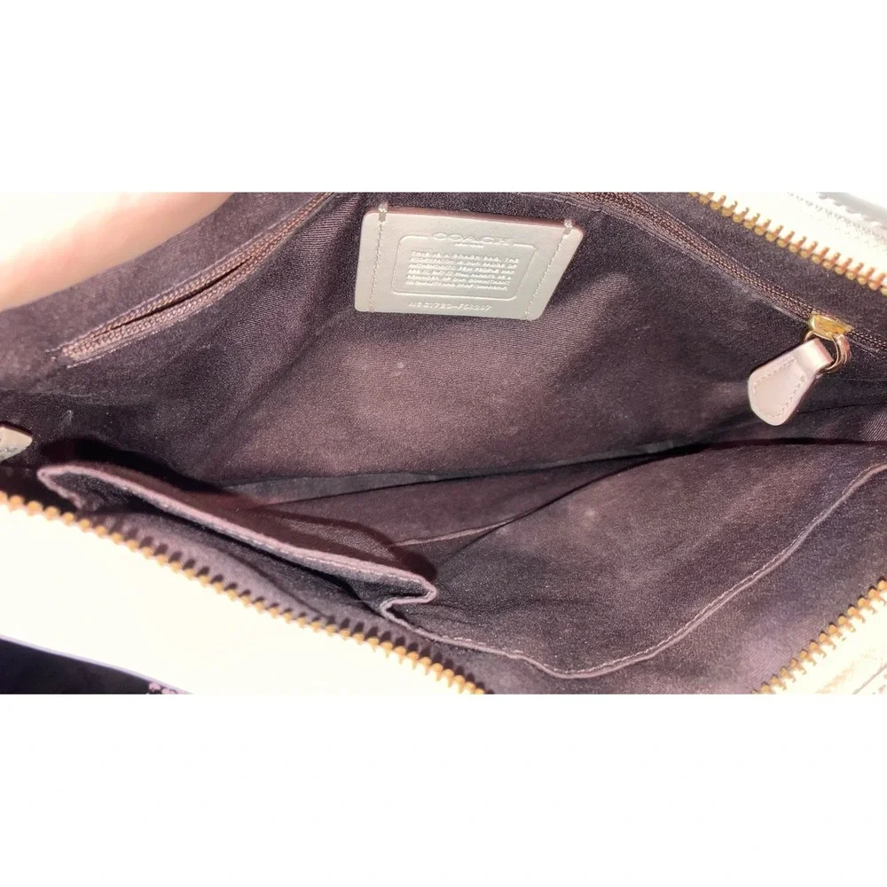 Vintage Coach File Leather Crossbody Bag Cream Beige Y2K F58297